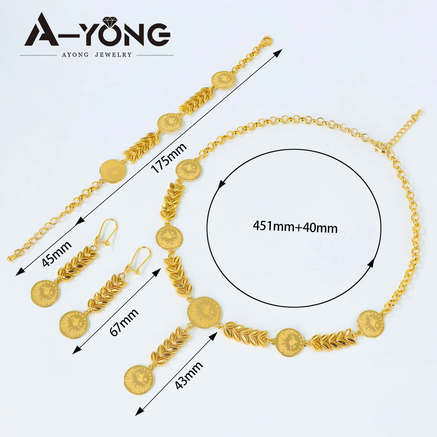 Nigerianisches Brautschmuck-Set 21k Vergoldet Arabische Münzen Halskette Armband Ohrringe Türkischer Modeschmuck für Frauen – Detail 6