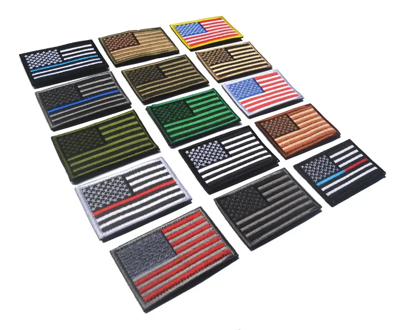 USA Flag Patch Star Spangled Banner Embroidery Hook Loop Stickers Multi Colors American Morale Badges for Outdoor Backpack Decor