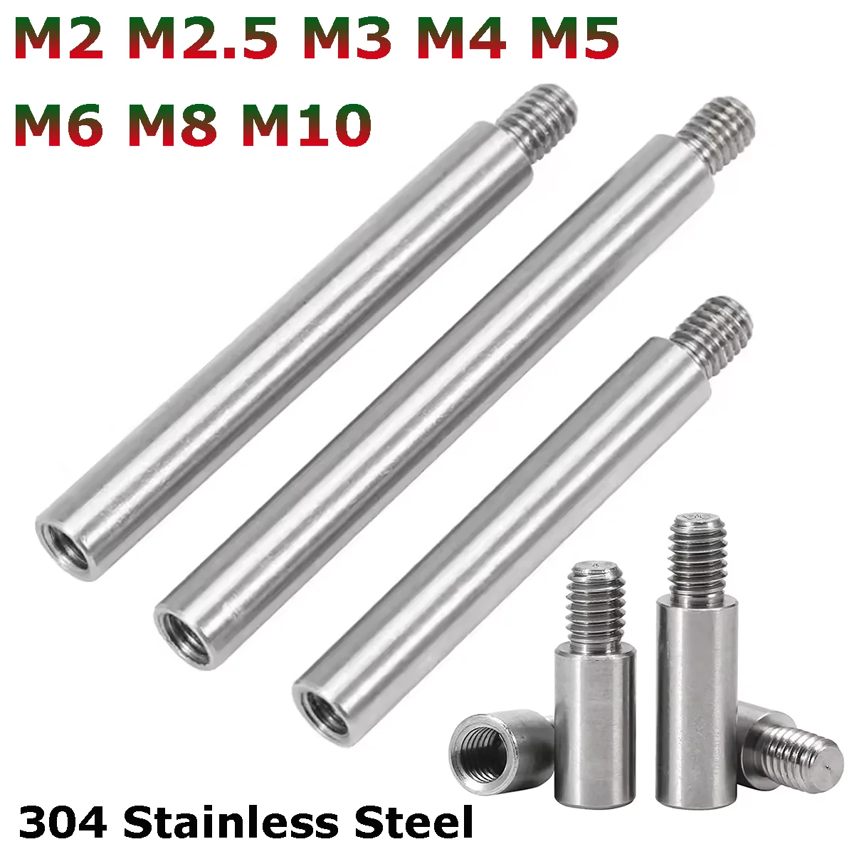 M2 M2.5 M3 M4 M5 M6 M8 M10 304 Stainless Steel Male to Female Threaded Pillar PCB Round Standoff Spacer Screw Single Head Column