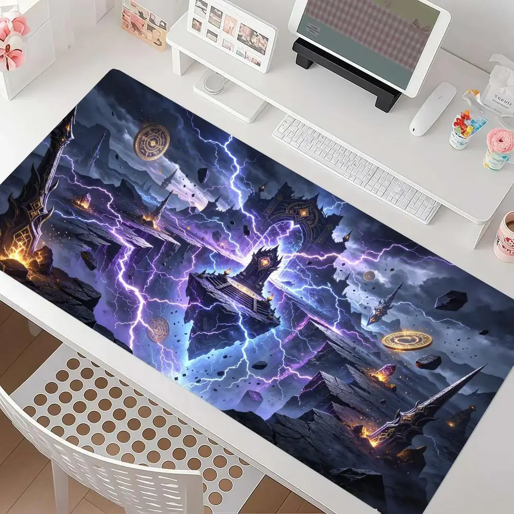 Thunder Magic Castle Gaming Mouse Pad Non Slip Rubber Base Smooth Cloth Surface Large Size For Home Gaming Desk Decor