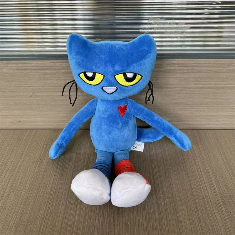 Cartoon Pete the Cat Plush Toy with Guitar Stuffed Doll Hand Puppet Family Role Play Soft Cushion Pillow Fans Birthday Xmas Gift