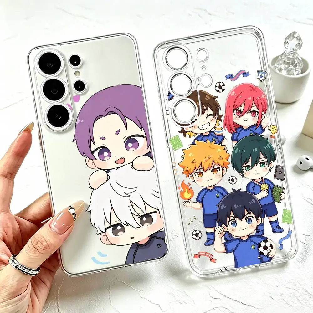 B-Blue Lock cute cartoon  Phone Case For Samsung S25,S24,S21,S22,S23,S30,Ultra,S20,Plus,Fe Transparent Cover
