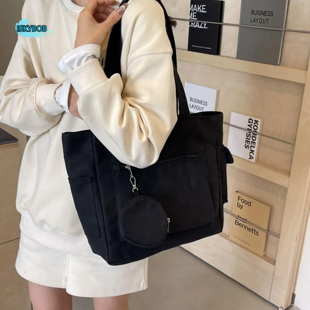 

Solid Color Women's Shoulder Bag Large Capacity Lightweight Student Tote Bag Portable Simple Single-shoulder Bag Work Travel