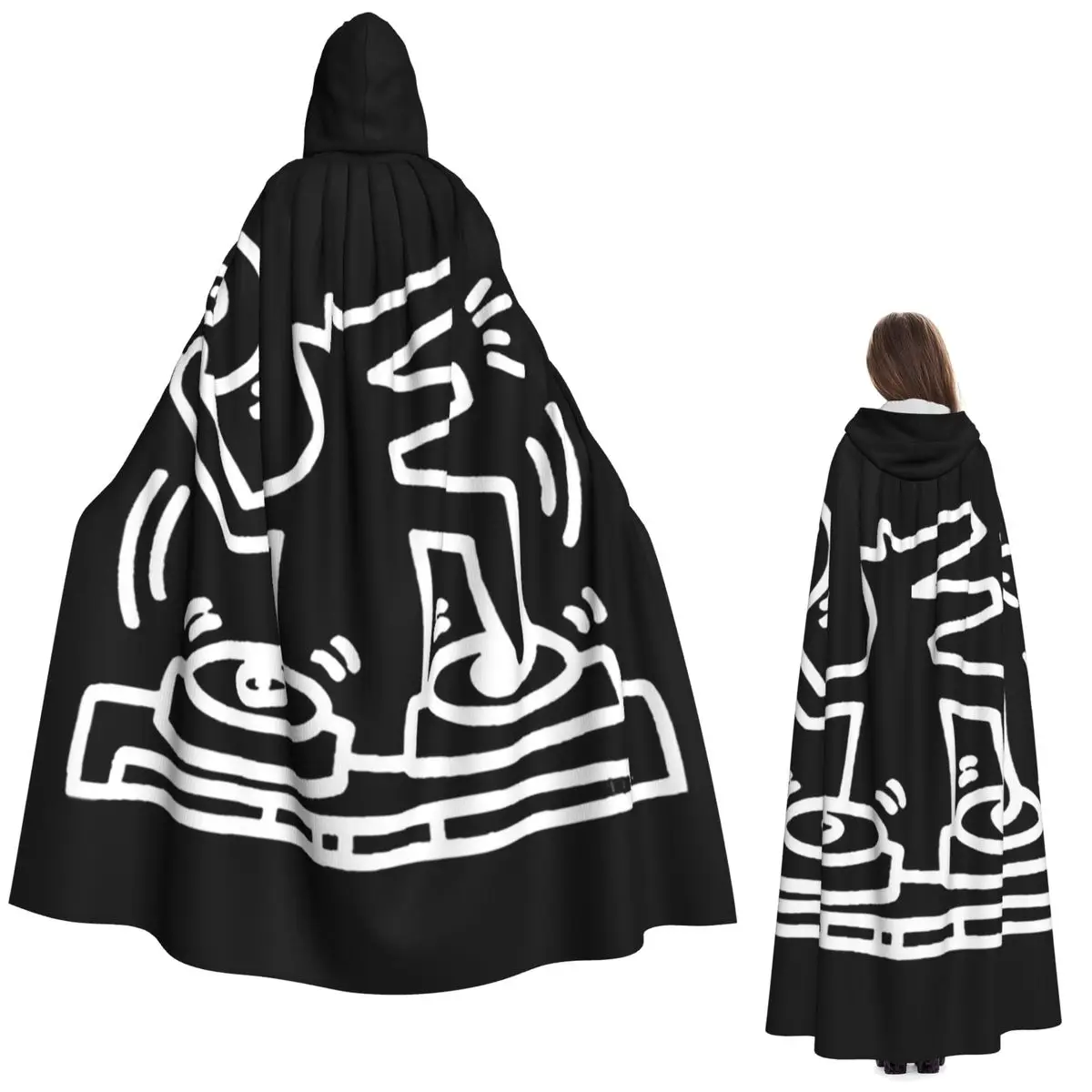 

White Keith DJ Long Hooded Cloak Witch Medieval Costume Cosplay Cape HalloweenParty Adult Unisex