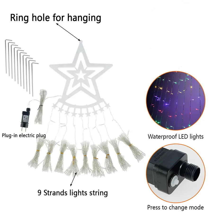 Hängende LED Weihnachten Eiszapfen Fee String Licht im Freien 8 Modi Stern Wasserfall Garten Licht für Party Hochzeit Girlande Hof Dekor