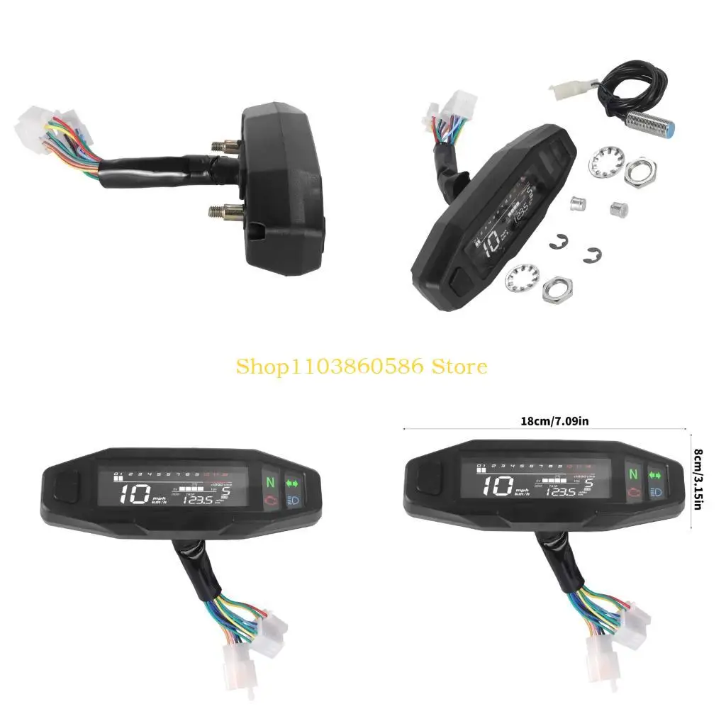 242A Compacted Waterproof Digital Tachometer Hour Meter With High Visibility Display Odometer For Motorcycles And ATVs Night