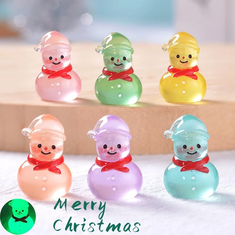 5-20 قطعة صغيرة مضيئة الراتنج عيد الميلاد ثلج حلية توهج في الظلام مصغرة الشكل ثلج صغير لتقوم بها بنفسك دمية الديكور