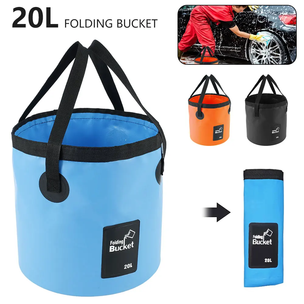 Folding Bucket PVC Portable Camping Fishing Bucket Durable Extra Large Capacity Collapsible Storage Container Folding Bucket