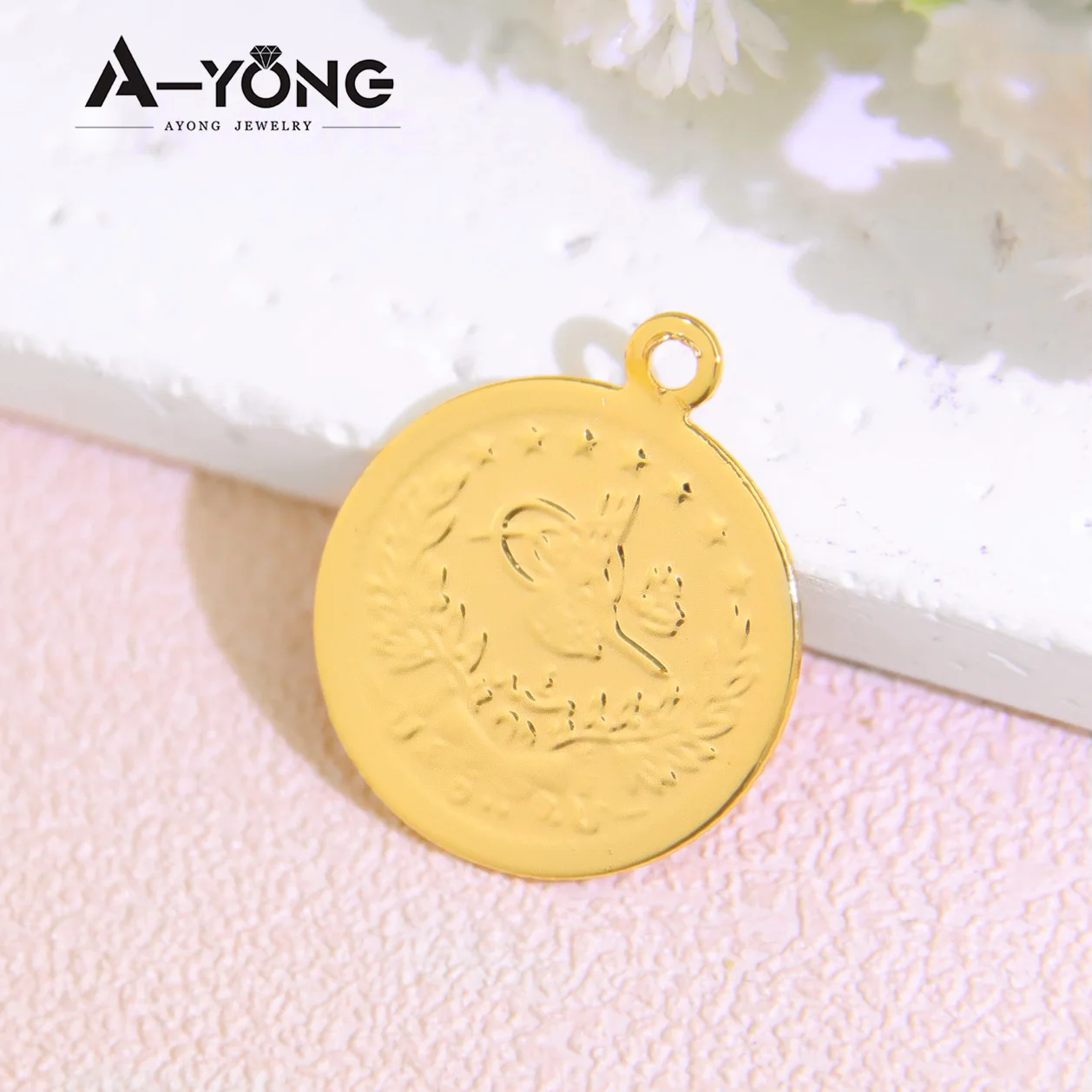 10 Stück vergoldete Münzen Anhänger 21 Karat Gold Farbe Türkische Lira Anpassen Halskette Armband Teile Dubai Islamischer Vintage-Schmuck – Detail 10