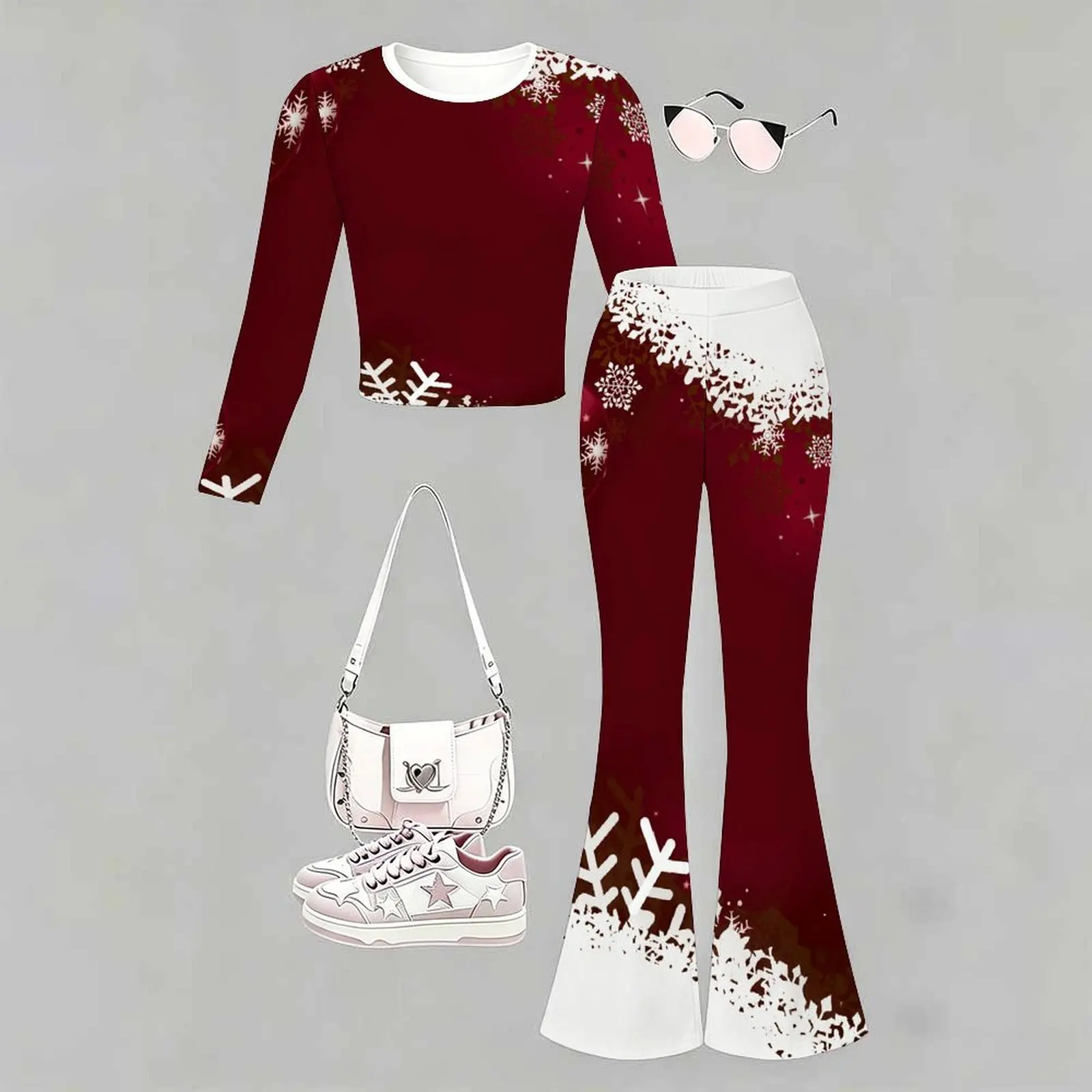 2pcs Children's Casual Pants Autumn Winter Girls' Trendy T-shirt Jogging Pants Slim Two-piece Set Fashion Bell-bottomed Pants