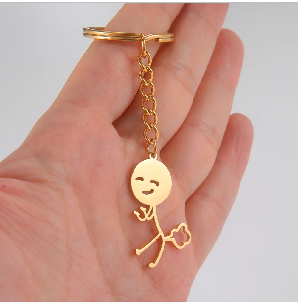 Cooltime Lustige Parodie Furz Stickman Anhänger Schlüsselanhänger Edelstahl Hiphop Schlüsselanhänger für Männer Frauen Schmuck Geschenk Neu In – Detail 9