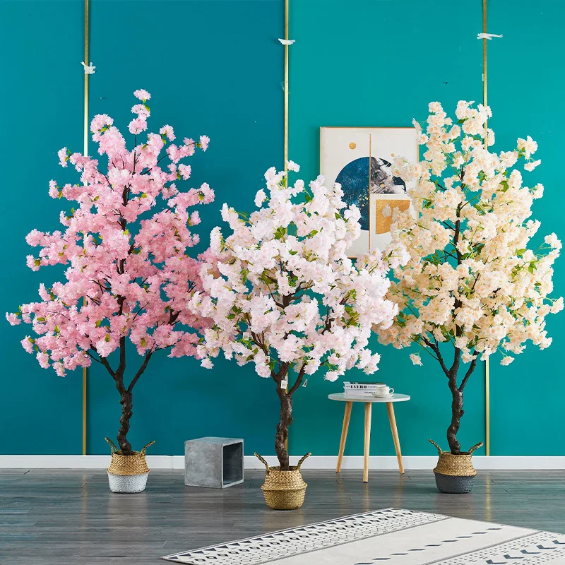 Imagen 4: Árbol de Flores de Cerezo Artificial de 50-180 cm, Plantas en Maceta para Decoración de Jardines y Hogares, Flores Artificiales en Maceta