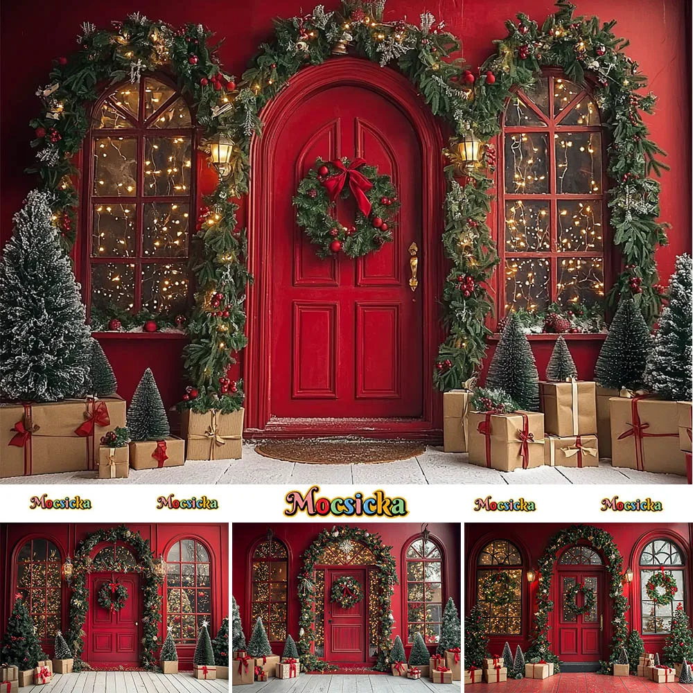 

Mocsicka Photography Background Christmas Candy Shop Garland Holiday Decoration Children Portrait Photo Backdrop for Studio