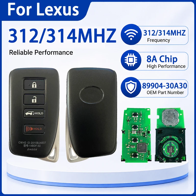 CN052016 Aftermarket Smart Remote Key FCC HYQ14FBA PN 89904-30A30 8A Chip 312/314MHz Board 0020 For Lexus ES350 2013-2017
