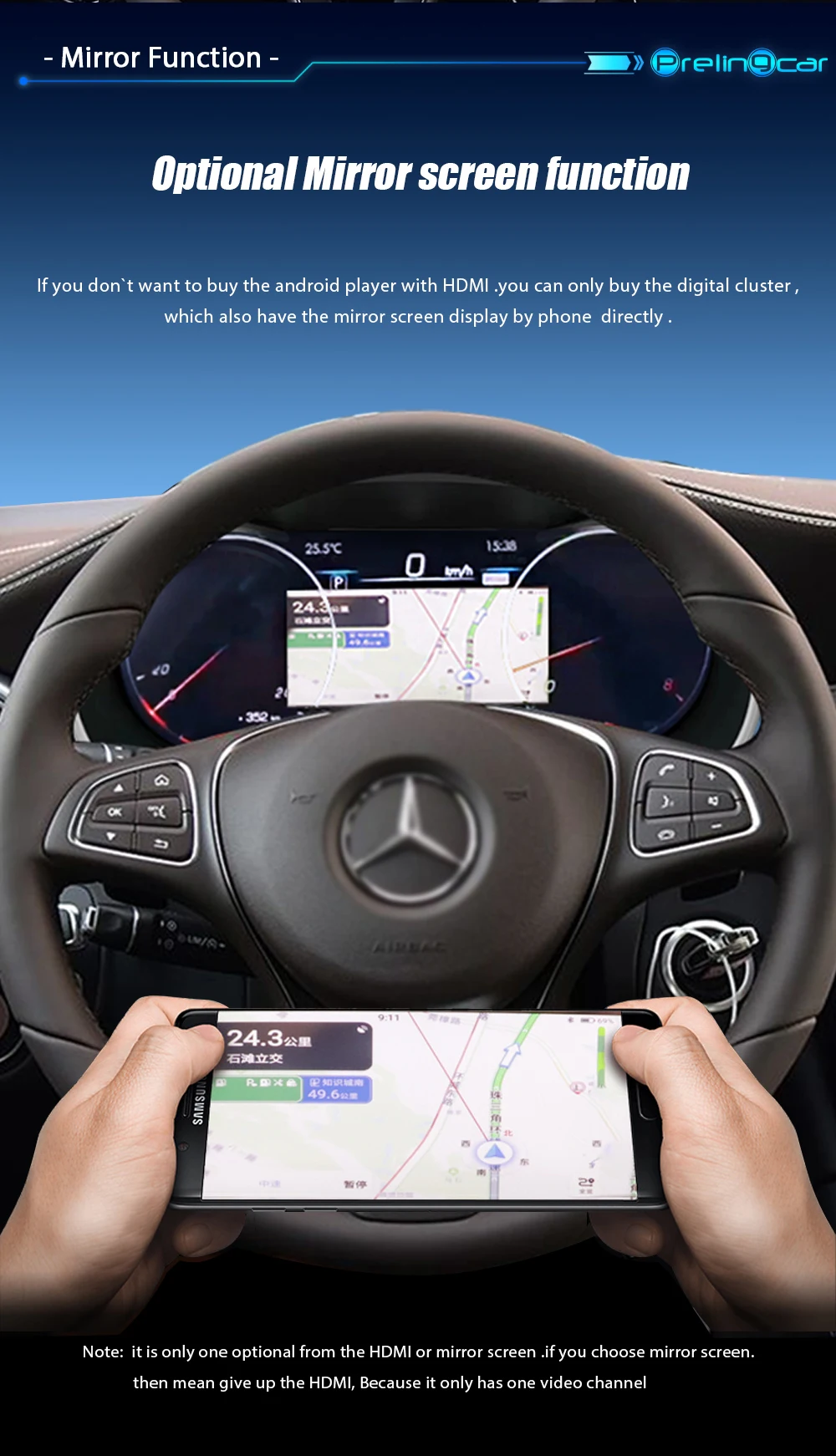 Wowuseful LCD-Digital-Armaturenbrett für Benz C117 GLC S205 W205 W253 15-18 Android-Navigations-Radio-Player Cockpit-Panel – Detail 5