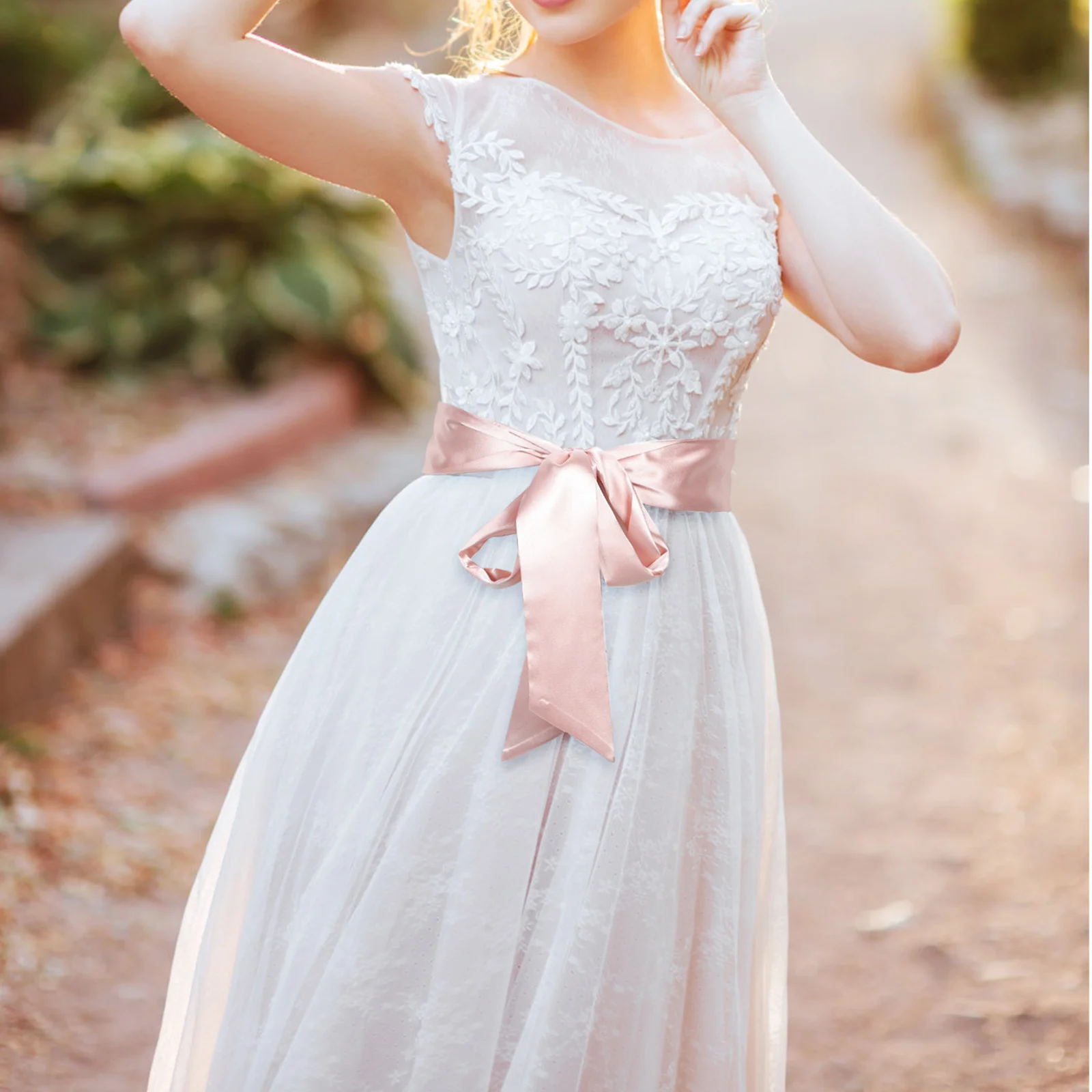 2 قطعة شريط شيفون كوري حزام وشاح واسع لفساتين النساء الزفاف وشاح الصيف الرقبة المختنق الخصر اكسسوارات #3