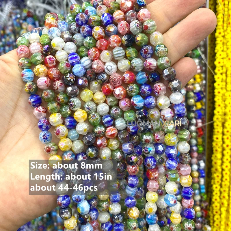Großhandel 4 6 8mm Quadratische Handgefertigte Farbige Lampwork-Abstandsperlen für Schmuckherstellung DIY Armband Charms Zubehör 15'' – Detail 19