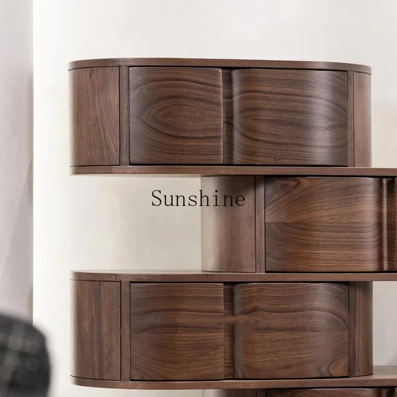 Italian minimalist black walnut dining side design entrance living room chest storage  FT