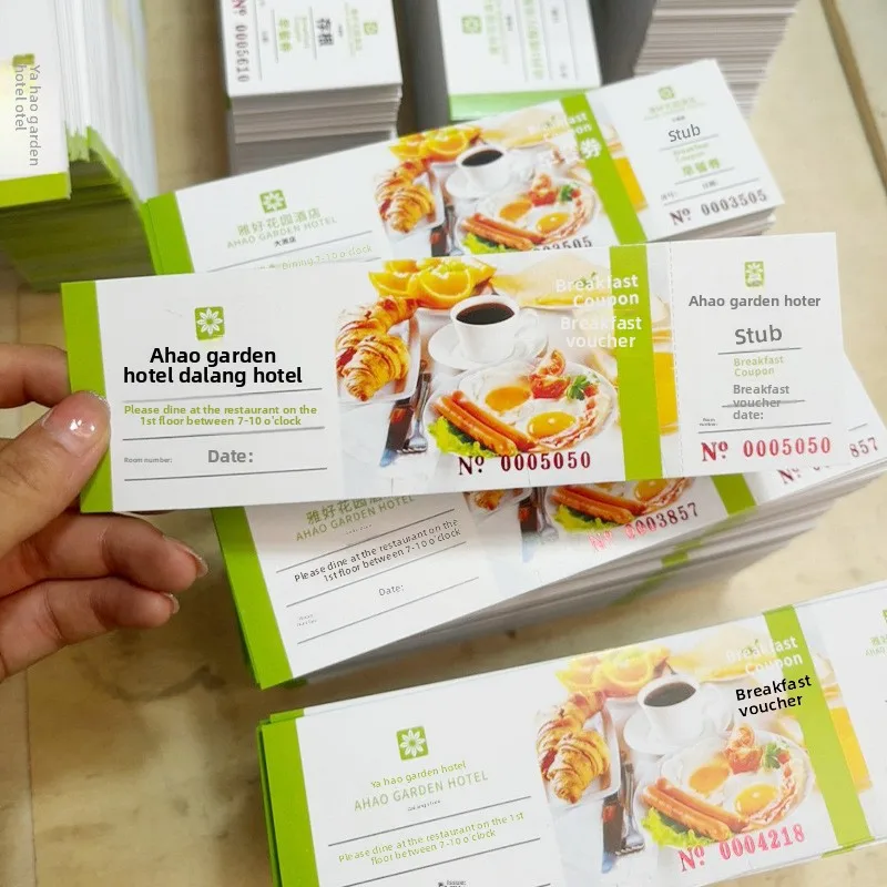 100PCS Free Custom Discount Coupon Voucher Design Printing for Sales Promotion Ticket Printing