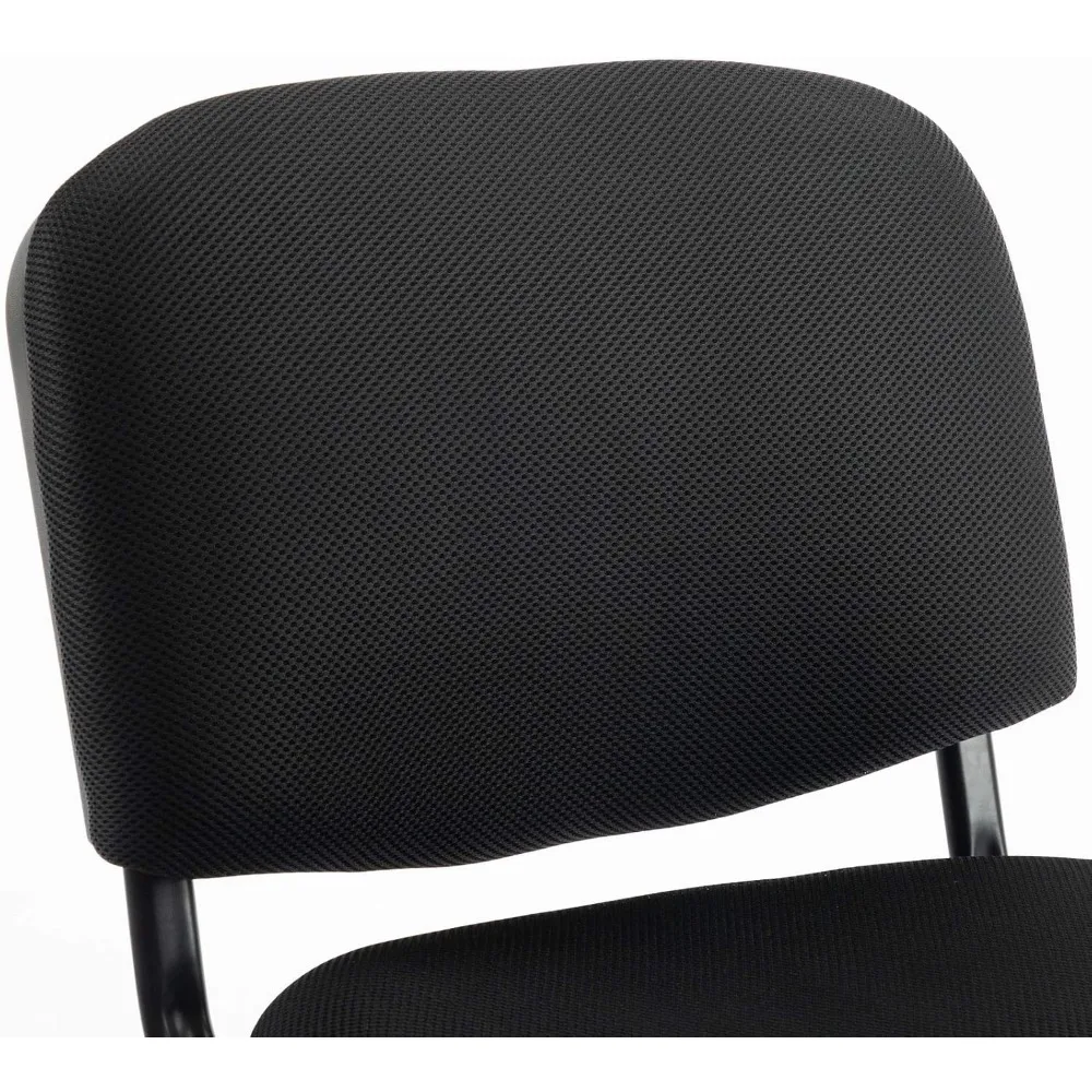 Stacking Chairs with Mesh Upholstery for Training Room, Reception Room, Meeting Room, Set of 5 Black Low Back Stackable Chairs