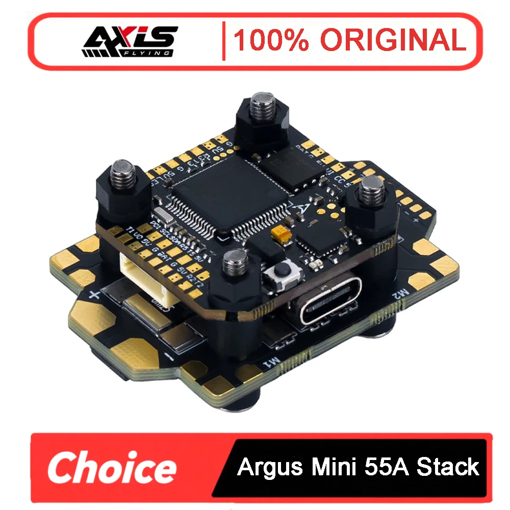 

Контроллер полета Axisflying Argus Mini 55A Stack F7 Pro MPU6000/ICM-42688-P 55A ESC для RC FPV дронов для фристайла
