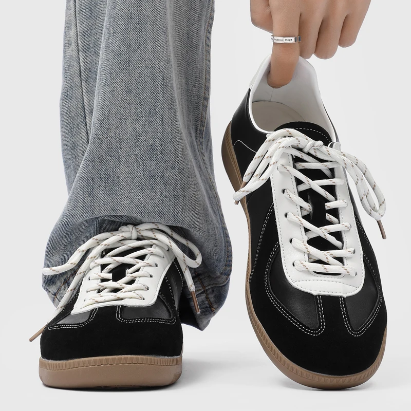DIMANYU Men German Training  Shoes Men 2026 Spring New Retro Color-Blocking Sneakers Men Casual Genuine Leather A-Gan Shoes Men