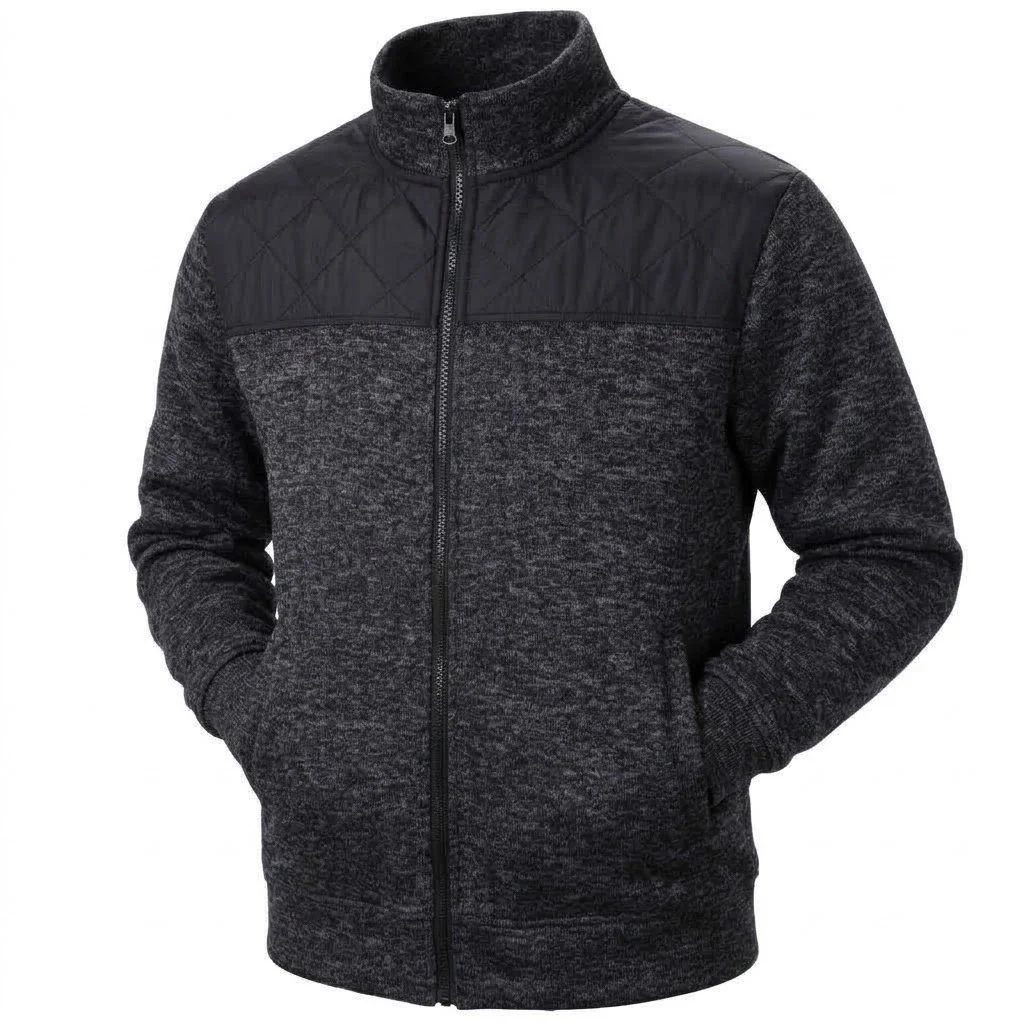 Mens Mandarin Collar Sweatshirt Jacket Tailored Fit Cardigan Outerwear Casual Zipper Activewear Outdoor Athletic Apparel for Men