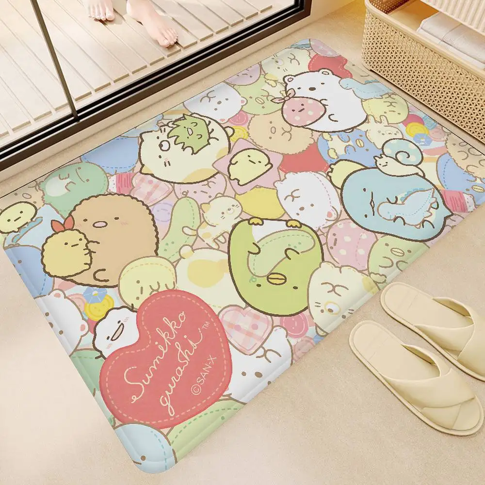 Kawaii Sumikko Gurashi Anime Floor Mat INS Style Soft Bedroom Floor House Laundry Room Mat Anti-skid Household Carpets