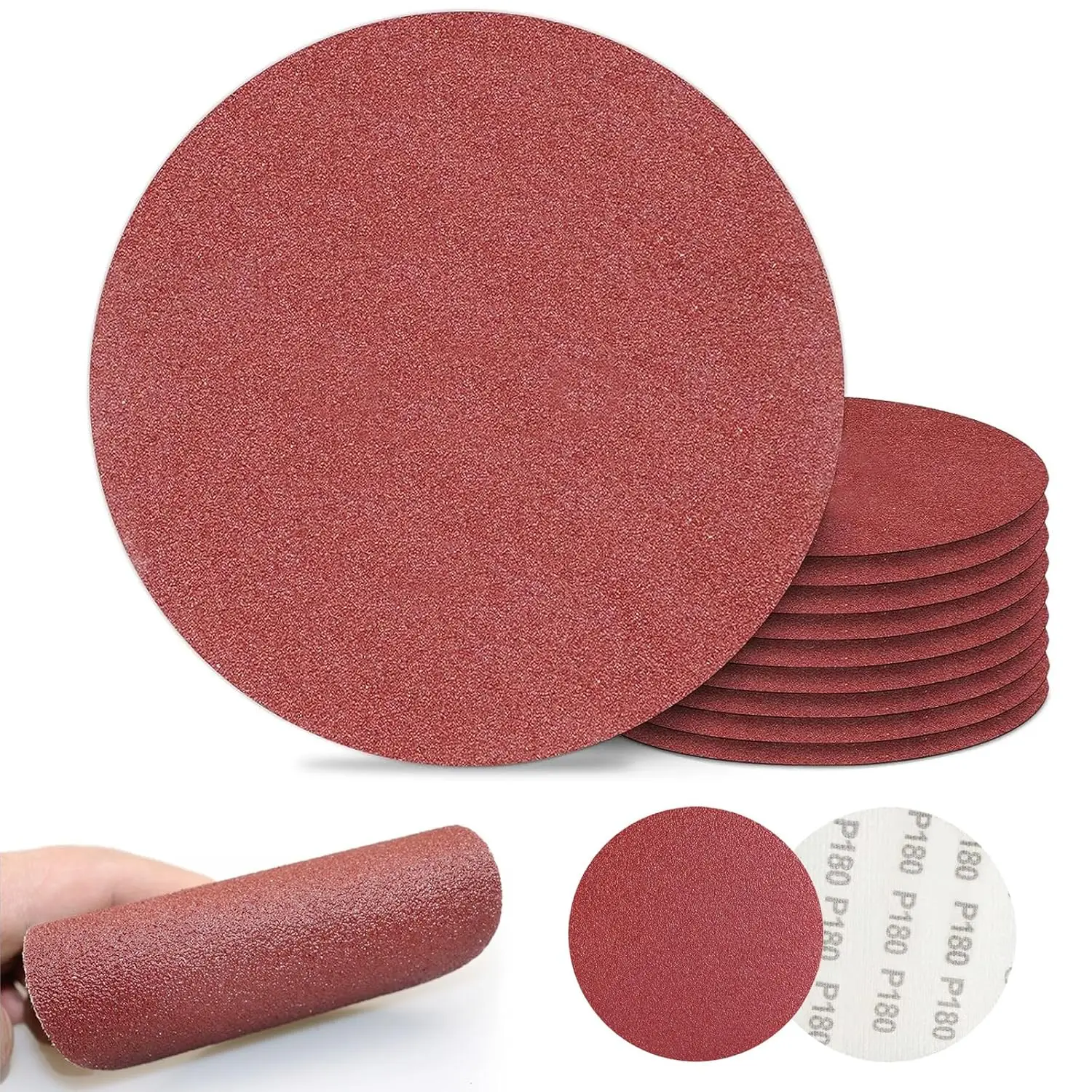 10Pcs 7 Inch 180 mm Round Hook and Loop Sandpaper Woodworking Metal Grinding Disc Abrasive Polishing Tool For Polishing