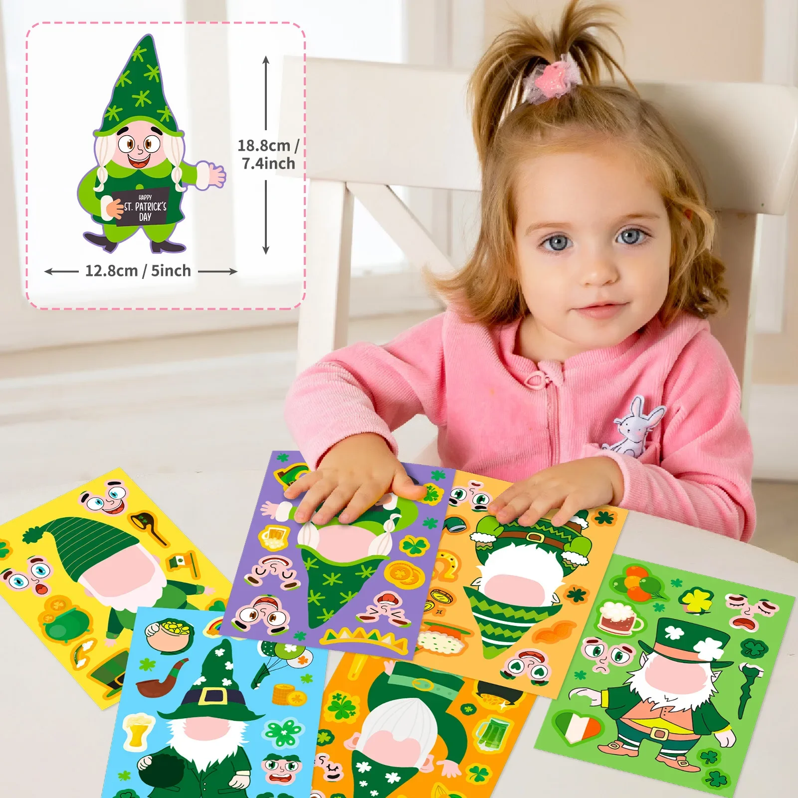 

St. Patrick's Day Party Game DIY Stickers Paper Printing Activity Sticker Gift for Kids Puzzle Educational Cartoon Party Sticker