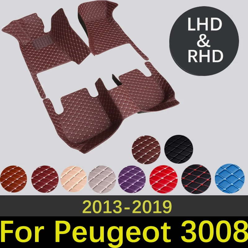 

Custom Leather Car Floor Mats For Peugeot 3008 2013 2014 2015 2016 2017 2018 2019 Interior Accessories Carpets Car Styling Rug