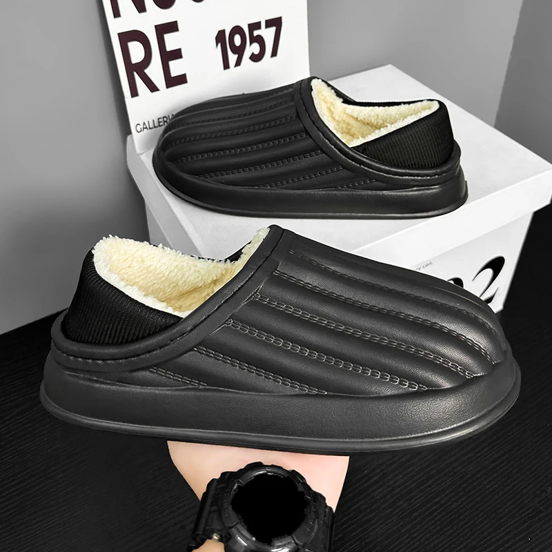 

Мужские зимние тапочки на каблуке с флисовой подкладкой — нескользящие и изолированные для домашнего использования и коротких поездок на открытом воздухе