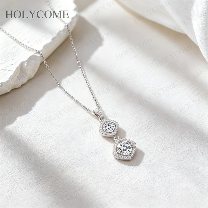 925 Sterling Silver Sparkling Stone Pendant Necklace Elegant Delicate Collarbone Chain for Women Fashion Fine Jewelry