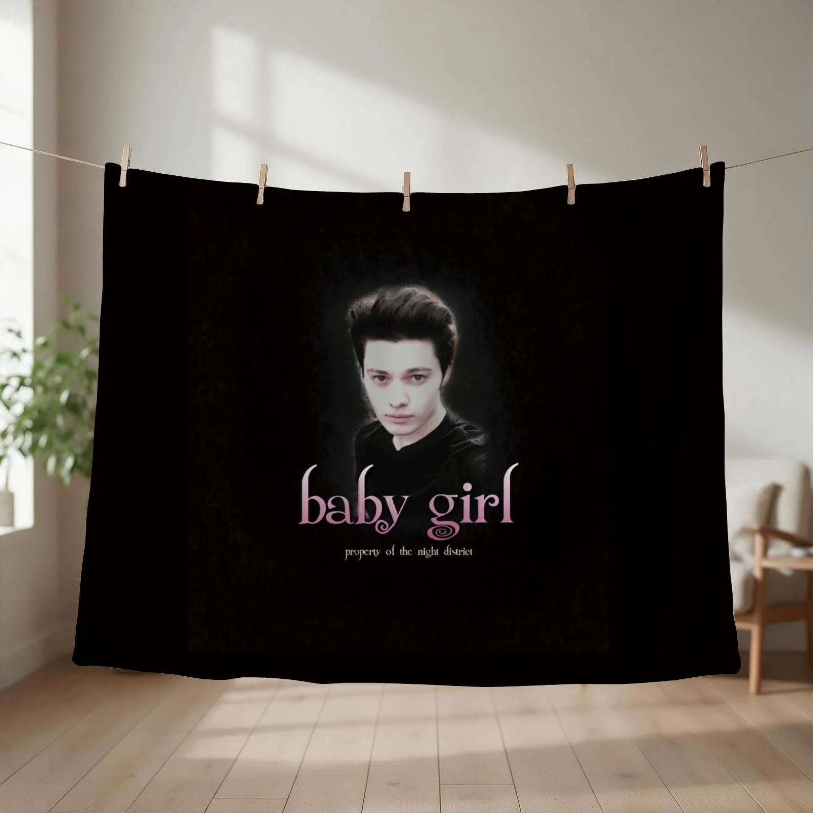 sparkly vampire lookalike baby girl Throw Blanket couch cozy soft plush fuzzy picnic outdoor blanket