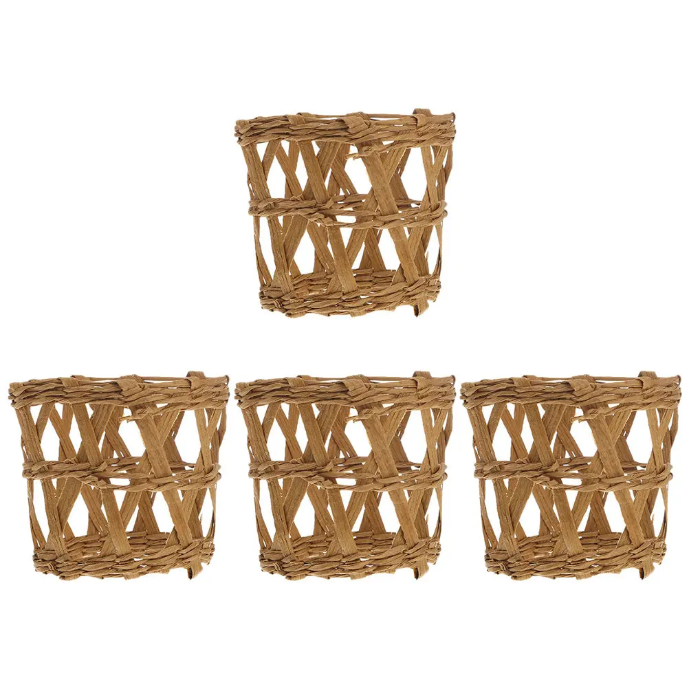 4Pcs Natural Straw Weave Cup Sleeves Stylish Textured Heat Cold Insulating Sleeve for Glass Cups Bottles Non Slip Easy Install