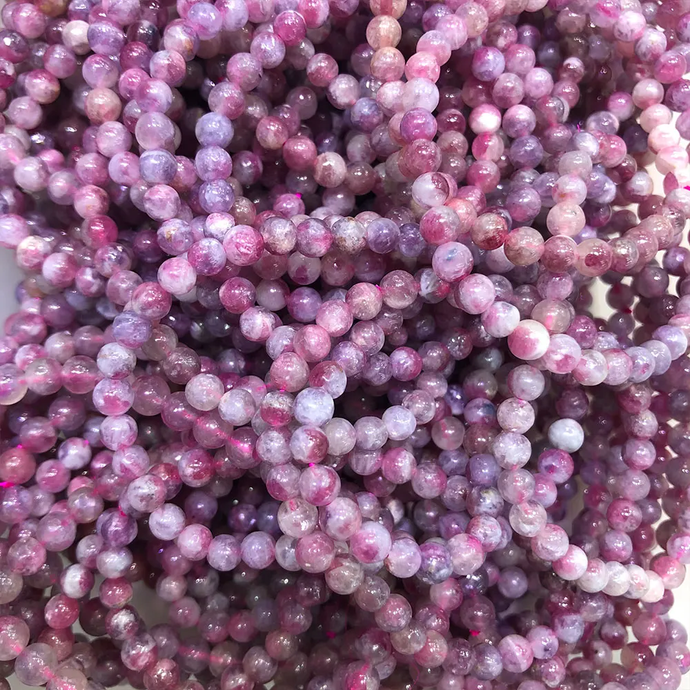 

1pc Natural Unicorn Stone Round Bead Quartz Crystals Gemstones Elastic Stretch Pink Tourmaline Lepidolite Healing Reiki Chakra