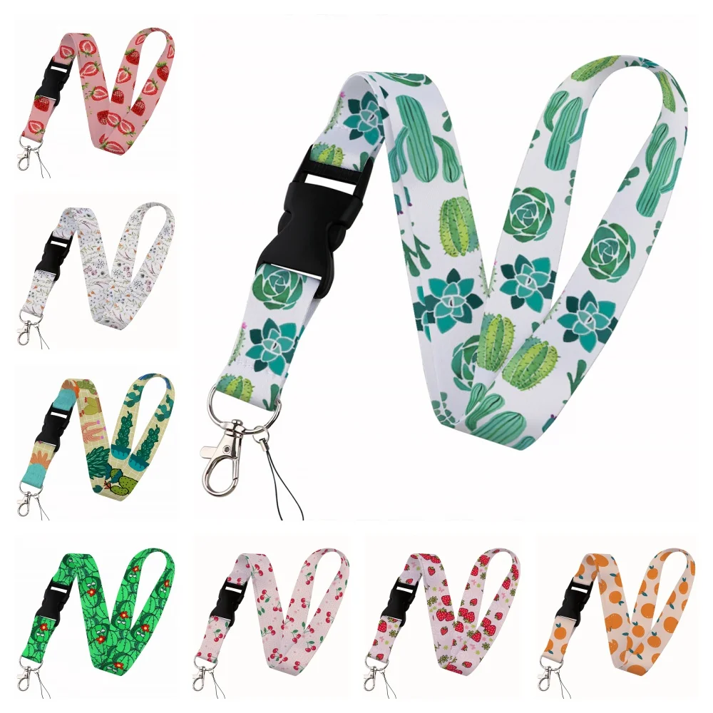 Beautiful plant Lanyard Keys Chain Badge Holder ID Credit Card Pass Hang Rope Lariat Mobile Phone Charm Accessories Gifts