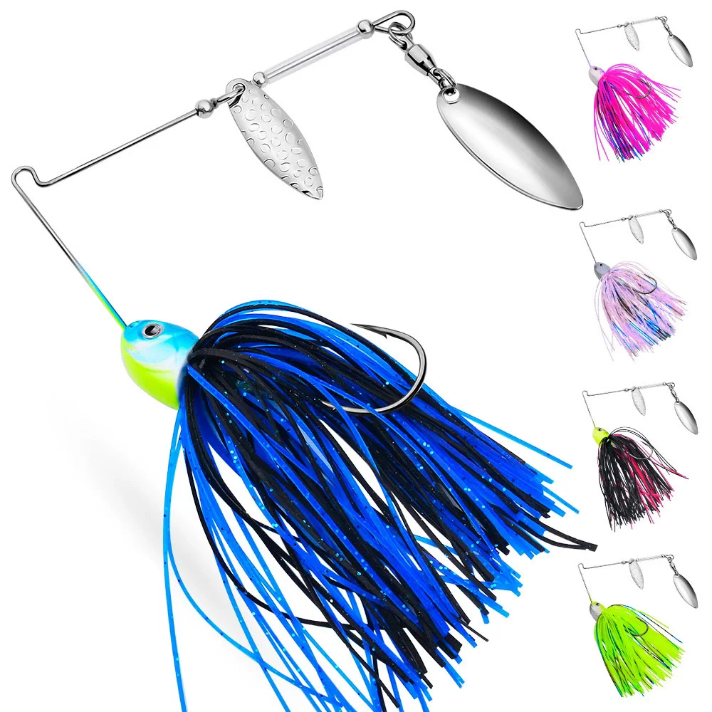 

1pcs Spoon Bait 13.7g Spinner Fishing Lure Rubber Jig Spinnerbait Artificial Bionic Metal Sequin Soft Fishing Bait dw610