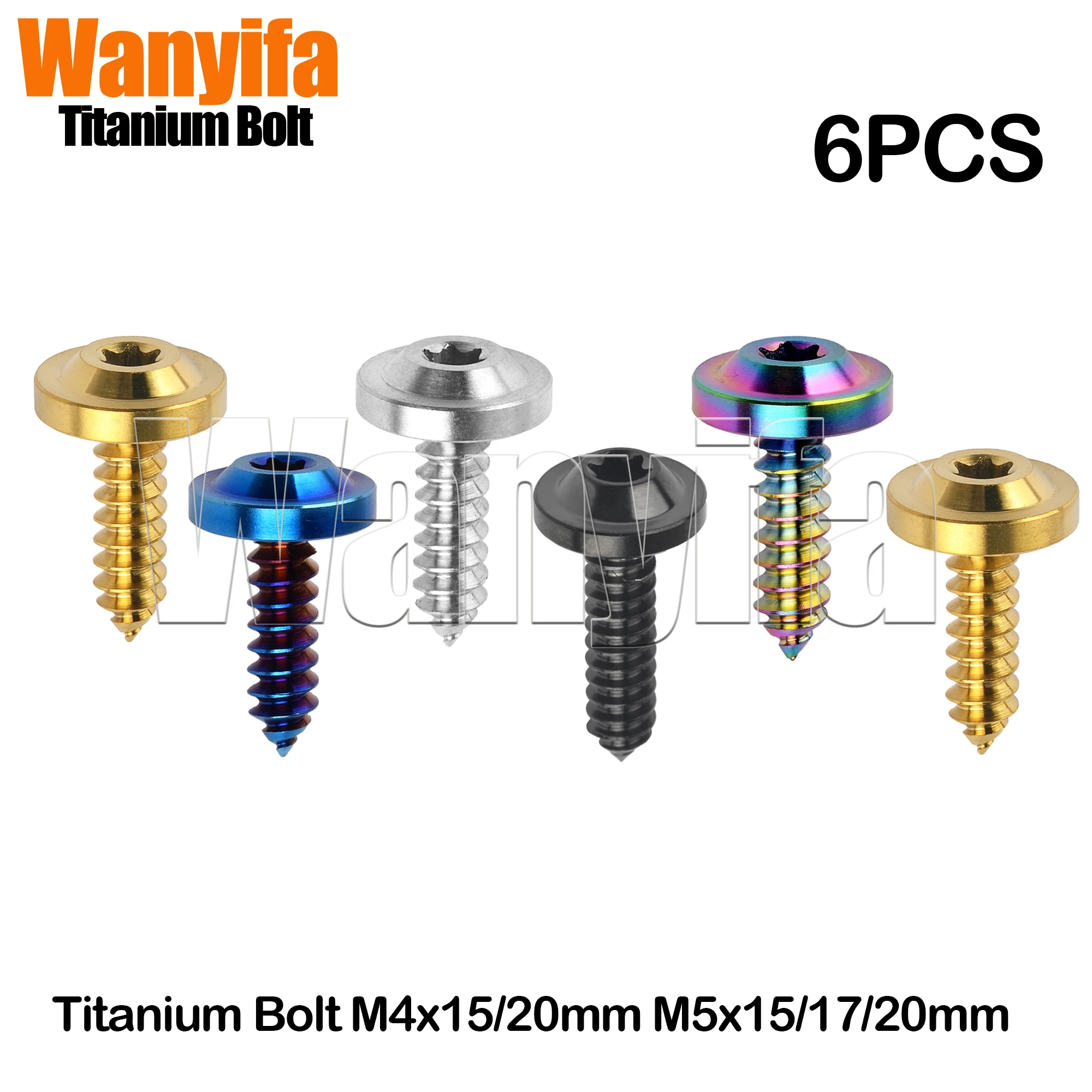 

Wanyifa Titanium Bolt M4x15/20mm M5x15/17/20mm Disc Head Self-Tapping Button Torx Screws for MTB Bike Part 6Pcs