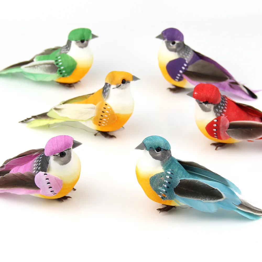 NUOVO 1PC Mini uccelli finti piuma artificiale colombe in schiuma decorazione di nozze luogo ornamento Colore casuale