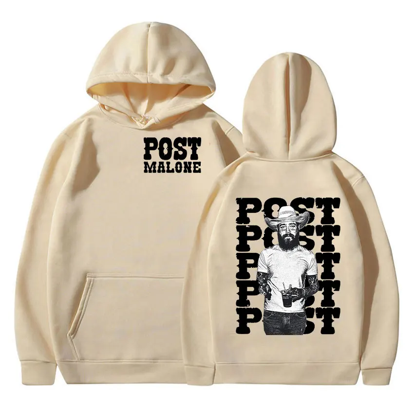 Herfst/Winter Men'sP-PostsM-MalonesRapper Hoodie Print Retro Hip Hoodie Fashion Casual Heren Sweatshirt Losse Comfortabele Hoodie