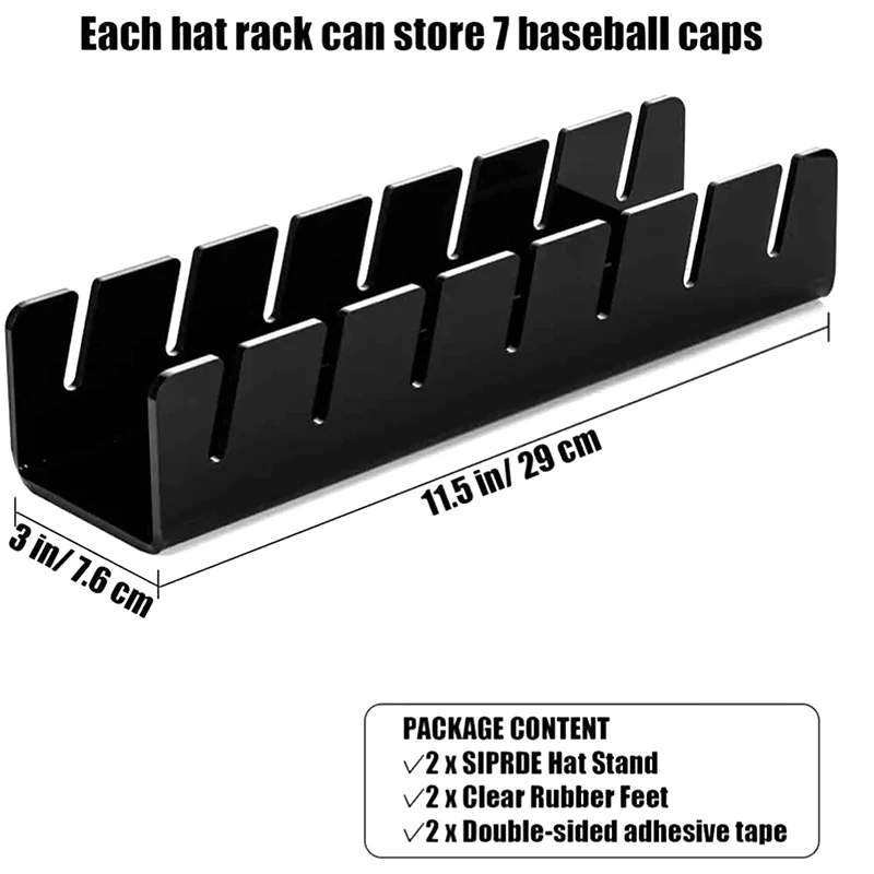 Présentoir de casquette de baseball en acrylique transparent, porte-chapeau durable T1, rangement de Cisco à la maison, décoration gauche, 7 trous