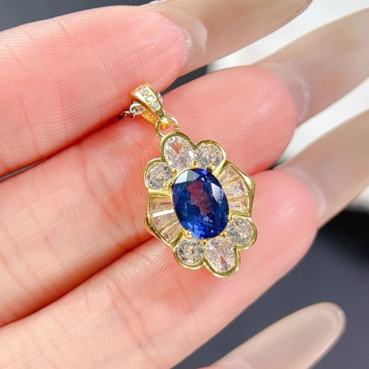 

CoLife Jewelry 925 Silver Sapphire Jewelry 6x8mm 1ct Natural Sapphire Pendant with Certificate Sterling Silver Necklace Pendant