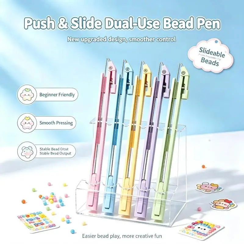 Perler Pen Press-Type Long Needle Design Easy Operation Perler Bead Tool for DIY Craft Gift for Teens