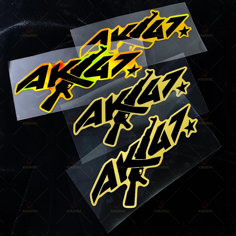 الذهب AK47 ملصقات للدراجات النارية لخوذات الدراجات النارية Fairings Tailbox نوافذ السيارات الدراجات البخارية العالمي مقاوم للماء شارات الفينيل
