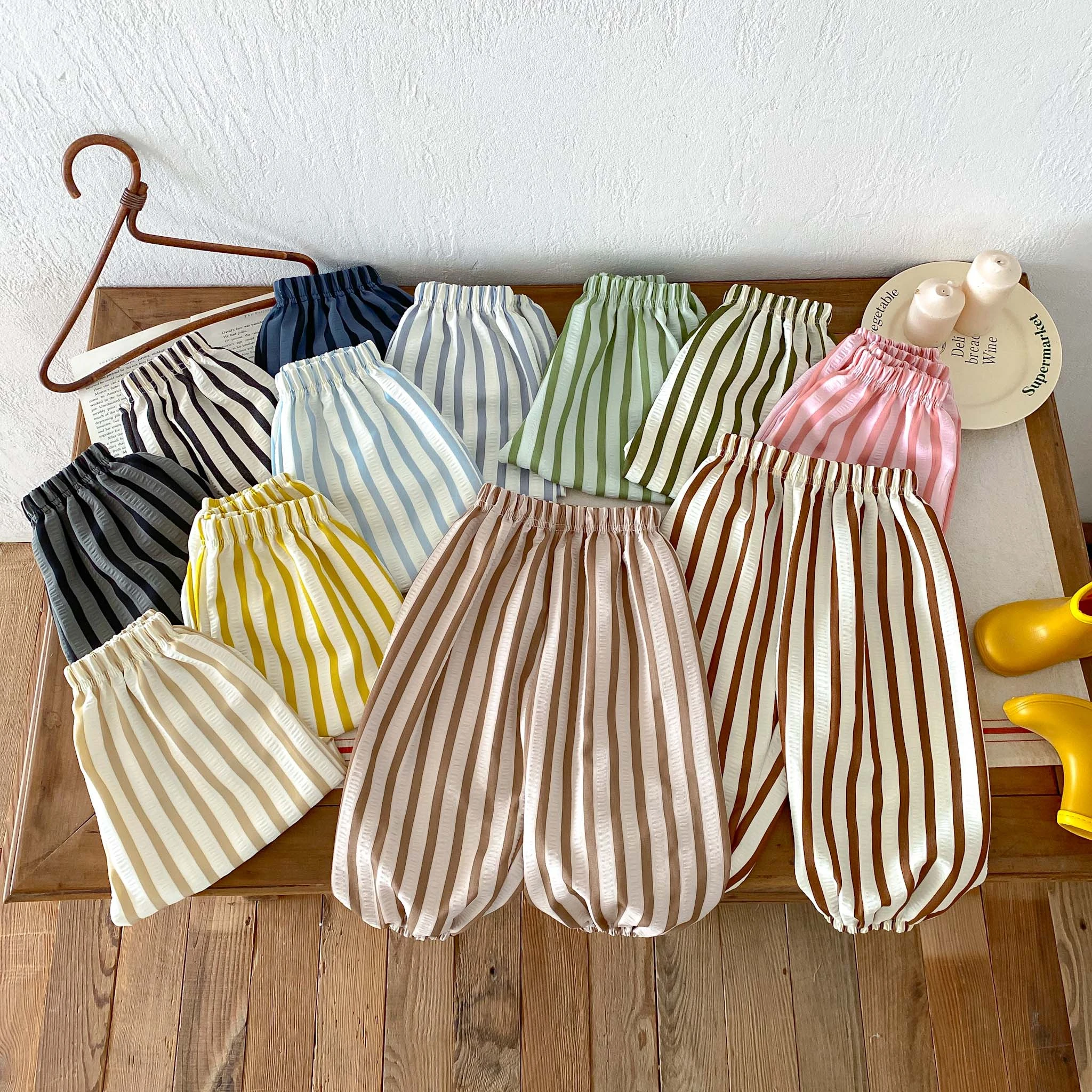 Casual Striped Pants Outer Wear Spring Summer Clothes Toddler New Fashion Trousers Simple Versatile Pants Children's Bloomers