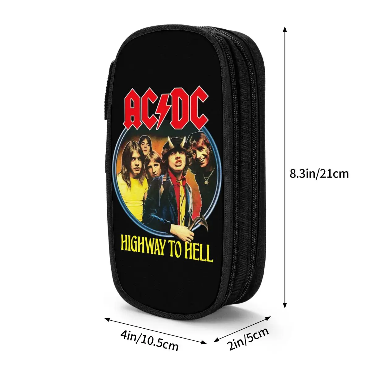 Highway To Hell AC-DC Pencil Case Fashion Pen Box Bags Student Big Capacity Students School Gift Pencil Pouch