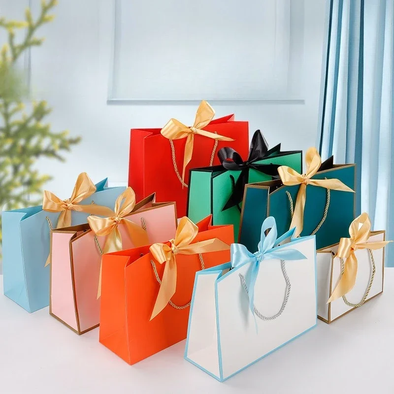 10pcs Gift Bag Paper Box With Ribbon Wedding Favors Baby Shower Valentines Birthday Party /Pajamas Clothes Wig Jewelry Packaging - view 2
