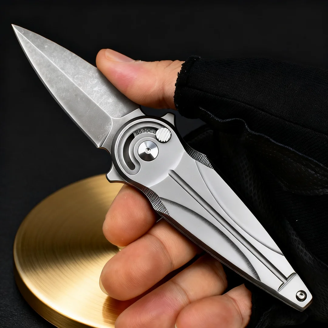 FX551- سكين EDC صغير مخصص، سكين قابل للطي هدية رائعة قابلة للتحصيل، سكين فواكه مريح وحاد من الفولاذ N690