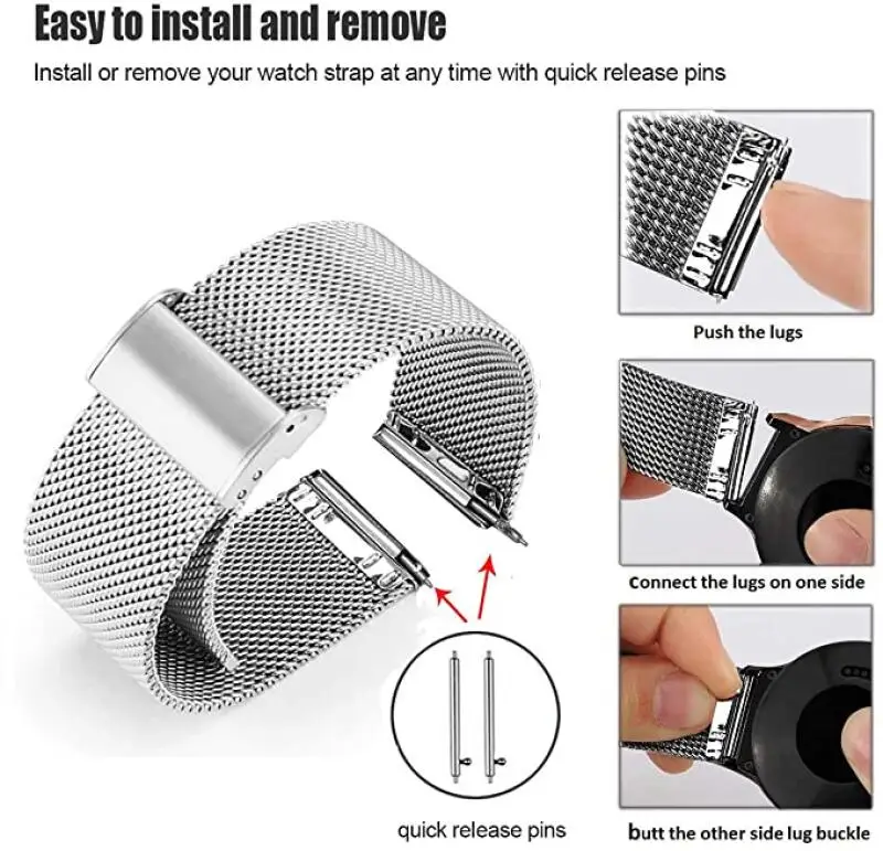 Schutzhülle + Band für Samsung Galaxy Watch 4 5 6 44 mm 40 mm Armband Stahlgeflecht Milanese Loop für Samsung Galaxy Watch 7 44 mm 40 mm – Detail 14
